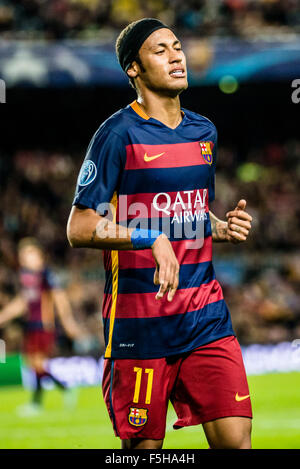 Barcelona, Spanien. 4. November 2015. FC Barcelona nach vorne NEYMAR JR.during Champions-League-Spiel zwischen FC Barcelona und FC BATE Borisov im Camp Nou Stadion in Barcelona Credit: Matthi/Alamy Live-Nachrichten Stockfoto