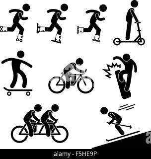 Skaten und Reiten Aktivität Symbol Symbol Zeichen Piktogramm Stock Vektor