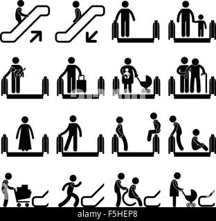 Rolltreppe Vorsicht Zeichen Stock Vektor