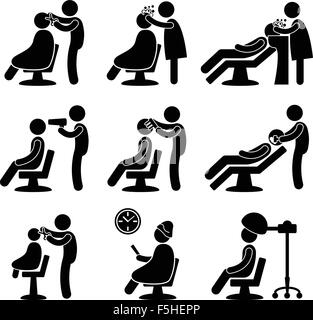 Friseur Haar Salon Friseur Symbol Symbol Zeichen Piktogramm Stock Vektor