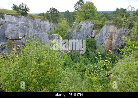 Die Fondry des Chiens (Gruben der Hunde) seltsame geologische Ort mit engen Verbindungen zur Karst Entwicklung. Stockfoto