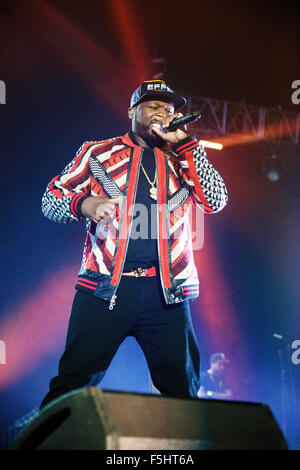Glasgow, Schottland. 4. November 2015. Rapper CURTIS Jackson aka 50 Cent, führt auf die SSE Hydro am 4. November 2015 in Glasgow, Schottland. Bildnachweis: Sam Kovak/Alamy Live-Nachrichten Stockfoto