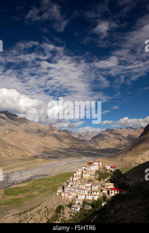 Indien, Himachal Pradesh, Spiti Valley, Schlüssel Kloster Hang buddhistischer Gompa im frühen Morgenlicht Stockfoto
