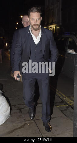 Promis verlassen die Groucho Club Featuring: Tom Hardy wo: London, Vereinigtes Königreich bei: 04 Sep 2015 Stockfoto