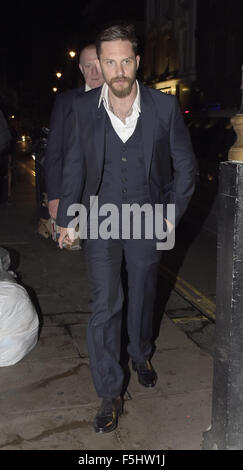 Promis verlassen die Groucho Club Featuring: Tom Hardy wo: London, Vereinigtes Königreich bei: 04 Sep 2015 Stockfoto