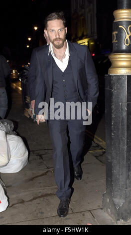 Promis verlassen die Groucho Club Featuring: Tom Hardy wo: London, Vereinigtes Königreich bei: 04 Sep 2015 Stockfoto