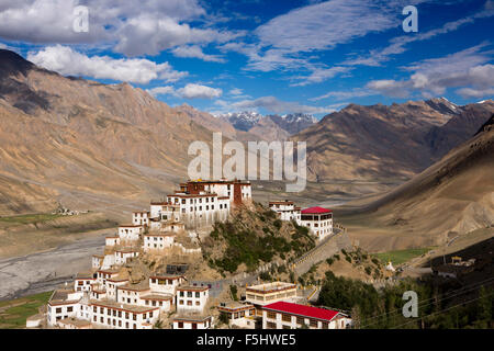 Indien, Himachal Pradesh, Spiti Valley, Schlüssel Kloster Hang buddhistischer Gompa im frühen Morgenlicht Stockfoto