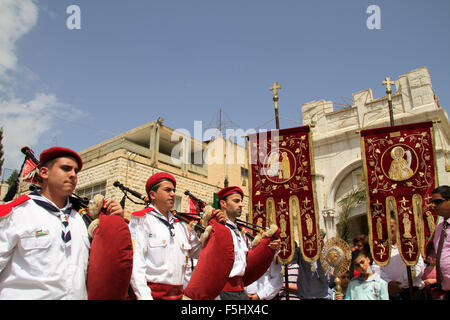 Israel, Nazareth, der griechisch-orthodoxen Verkündigung Tag-Prozession Stockfoto