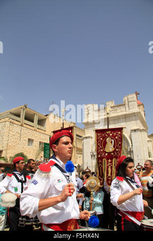 Israel, Nazareth, der griechisch-orthodoxen Verkündigung Tag-Prozession Stockfoto