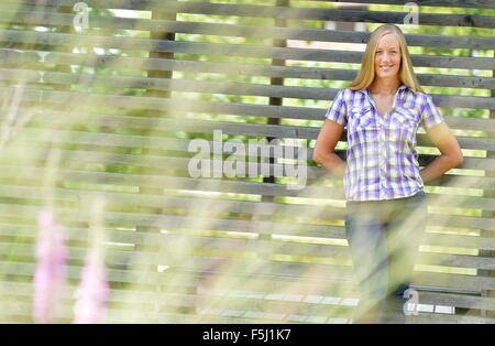 Exklusiv - Fotoshooting mit deutsche Snowboarderin Anke Karstens in Bad Endorf am 15. Juli 2015. Foto: Frank Mai Stockfoto