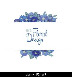 Blaue Blumen Grenze gemacht mit Wildblumen Stock Vektor