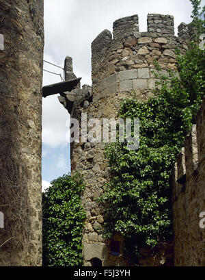 Spanien. San Martin de Valdeiglesias. Schloss von La Coracera. Im 15. Jahrhundert erbaut und zwischen 20. und 21. Jahrhundert restauriert. Autonome Gemeinschaft Madrid. Stockfoto