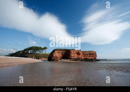 Mündung des Flusses Otter. Juraküste Welterbe-Aufstellungsort. Budleigh Salterton, Devon. VEREINIGTES KÖNIGREICH. Stockfoto