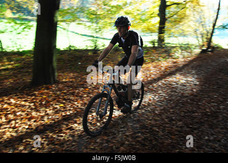 Mountainbiken durch die niederländische Landschaft, Epen Zuid Limburg Niederlande Stockfoto