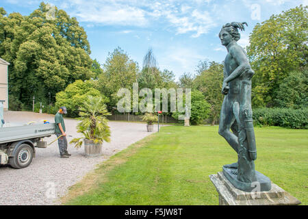 Statue des Apollo in Rosendal Schlossgarten auf Djurgården in Stockholm, Schweden. Stockfoto