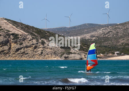 Surfer am Strand von Prasonisi, Rhodos, Dodekanes, Griechenland Stockfoto