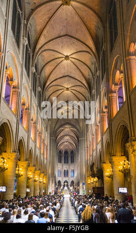 Kathedrale Notre-Dame, Innenraum, westliche Fassade, Ile De La Cite, Paris, Region Ile de France, Frankreich Stockfoto