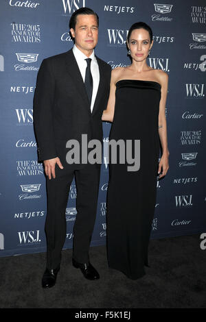 Brad Pitt Und Angelina Jolie Bei der Verleihung der WSJ Mag Innovator Awards 2015 Im Museum of Modern Art. New York, 04.11.2015/picture Allianz Stockfoto