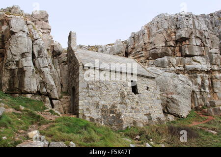 St. Govan Kapelle, in der Nähe von Bosherston, Pembrokeshire, Dyfed, Wales, Großbritannien, Deutschland, UK, Europa Stockfoto