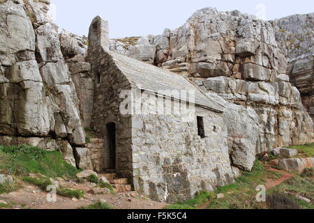 St. Govan Kapelle, in der Nähe von Bosherston, Pembrokeshire, Dyfed, Wales, Großbritannien, Deutschland, UK, Europa Stockfoto