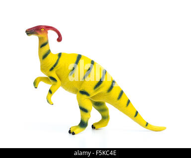 Parasaurolophus Spielzeug auf weißem Hintergrund Stockfoto