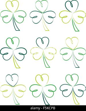 Happy St. Patricks Tag Shamrock im Vektor-Format festgelegt. Stock Vektor