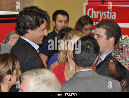 Justin Trudeau auf einer politischen Kundgebung Stockfoto