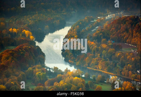 Essener Golfclub Haus Oefte eV Kettwig, Fluss Ruhr, Ruhrgebiet, Herbststimmung Morgen Stimmung, Essen-Kettwig, Essen, Ruhrgebiet, Stockfoto