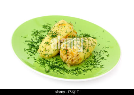 Gefüllte Paprika mit Huhn und Reis Stockfoto