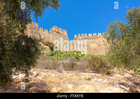 La Alcazaba und Wände von Cerro de San Cristobal, Almeria Spanien Stockfoto