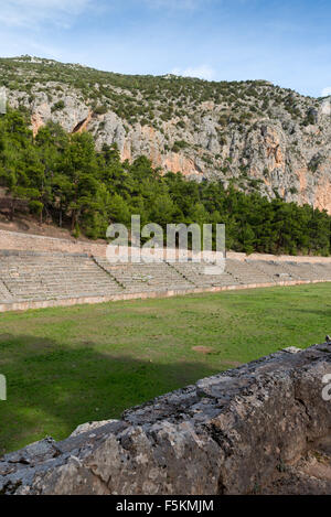 Die archäologische Stätte von Delphi hat eingeschrieben wurden, auf dem die Liste des Weltkulturerbes der UNESCO. Das Berg Stadion Stockfoto