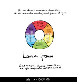 Finance Pie Diagramm Kreis zeichnen Farbe Handsymbol Stock Vektor