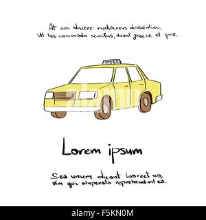 Taxi Auto gelb Unentschieden Farbe Symbol Vektor Stock Vektor