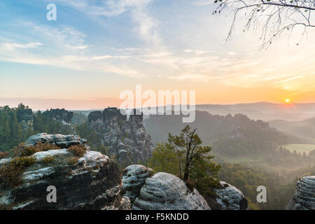 Kleine Gans Rock, Elbsandsteingebirge, Sachsen, Deutschland Stockfoto