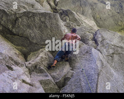 Italien Piemont Val Formazza Klettern, Falesia di Cadarese Stockfoto