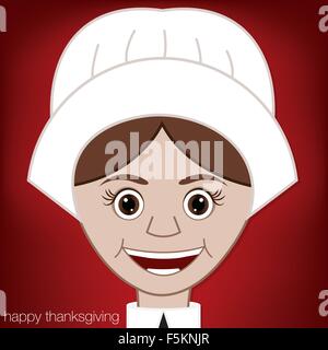 Pilger-Frau Happy Thanksgiving Karte im Vektorformat. Stock Vektor