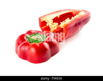 Fleischige innerhalb des leckeren lebendige rote Paprika Stockfoto