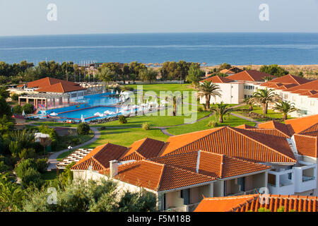 Eine Ferienanlage in Skala Eresou auf Lesbos, Griechenland. Stockfoto