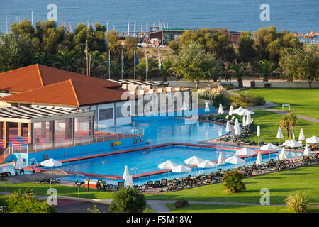 Eine Ferienanlage in Skala Eresou auf Lesbos, Griechenland. Stockfoto