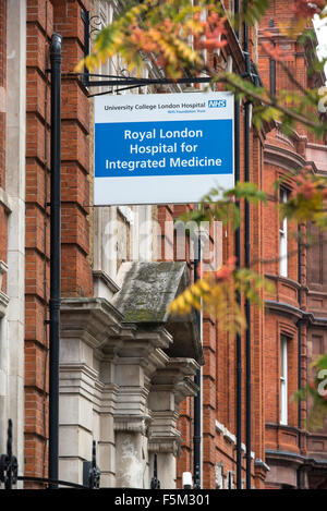 Beschilderung, Royal London Hospital für ganzheitliche Medizin Stockfoto