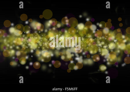Goldene verschwommene bunte Lichter auf schwarzem Hintergrund Stockfoto