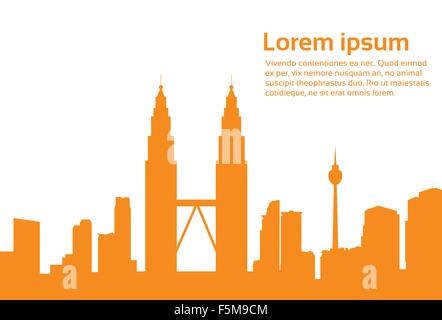 Malaysia Kuala Lumpur Skyline Stadt Wolkenkratzer Stock Vektor