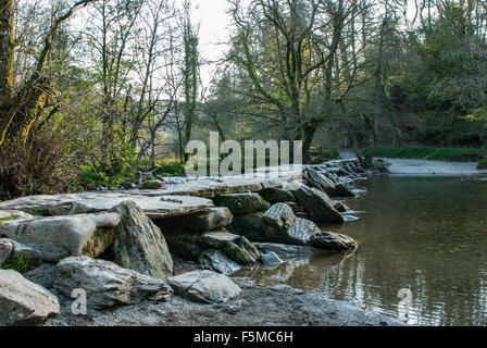 Tarr Schritte Klöppel Brücke und der Fluß Barle, Devon, UK Stockfoto