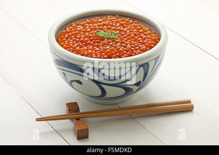 Lachsrogen Schüssel, Ikura Don, japanisches Essen Stockfoto