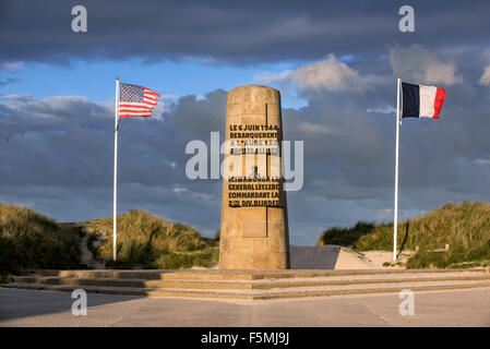 Weltkrieg zwei Leclerc-Denkmal am Utah Beach, Saint-Martin-de-Varreville, Normandie, Frankreich Stockfoto