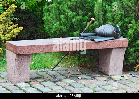 Kant mit seinem Hut, Stock und das Manuskript auf der Werkbank. Museum der Weltmeere, Kaliningrad (Königsberg vor 1946), Russland Stockfoto