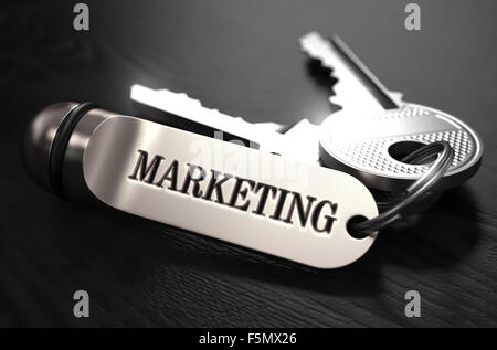Marketingkonzept. Schlüssel mit Schlüsselring. Stockfoto
