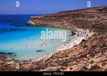 Strand von Kaninchen in Lampedusa, Sizilien, Italien Stockfoto