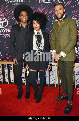 Las Vegas, Nevada, USA. 6. November 2015. Roman GianArthur, Janelle Monae und Jidenna aka Janelle Monae & Wunderland besuchen die 2015 Soul Train Awards in der Orleans Arena am 6. November 2015 in Las Vegas, Nevada. Bildnachweis: Marcel Thomas/ZUMA Draht/Alamy Live-Nachrichten Stockfoto