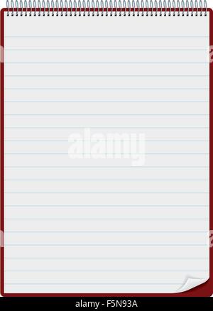 Notepad oder Zwischenablage mit linierten Seiten und Spiralbindung Stock Vektor